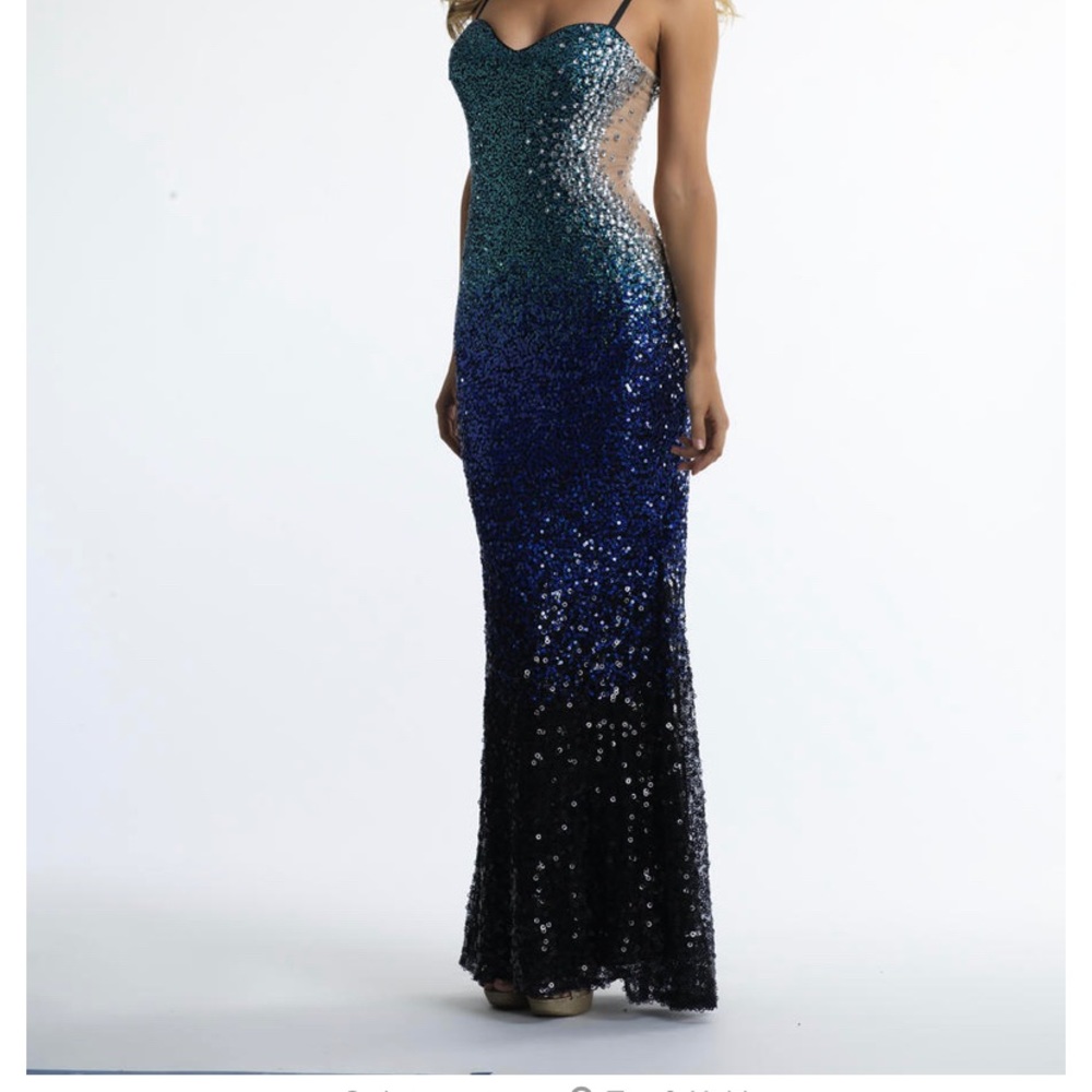 Ombré sequins formal long dress